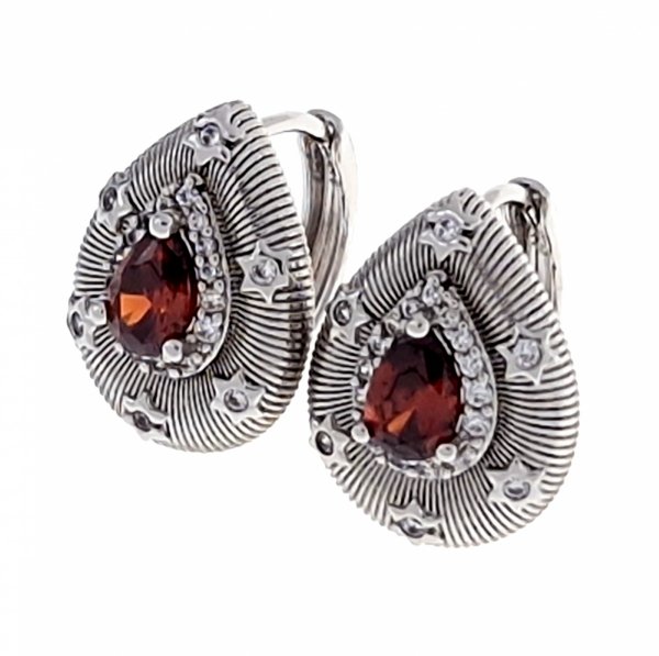 3173 Komplet srebrny kolczyki cyrkonie zawieszka pozłacany białym złotem Xuping 