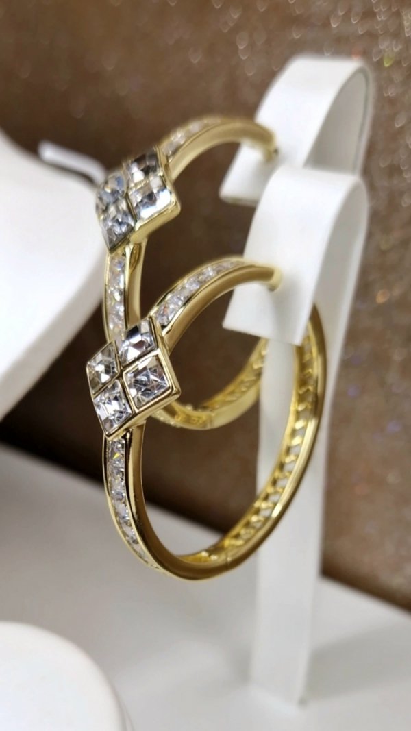 0333 Kolczyki złote pozłacane Austrian Crystal wiszące 14K cyrkonie Xuping 