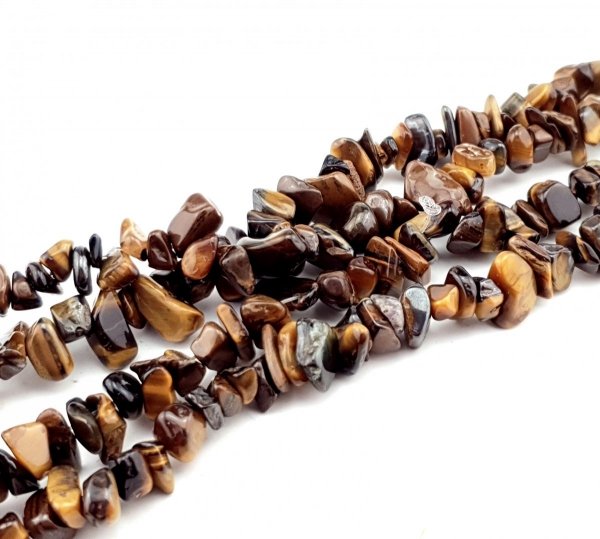 441 Tygrysie Oko kamień naturalny sieczka drobna 3-5mm sznur 80cm