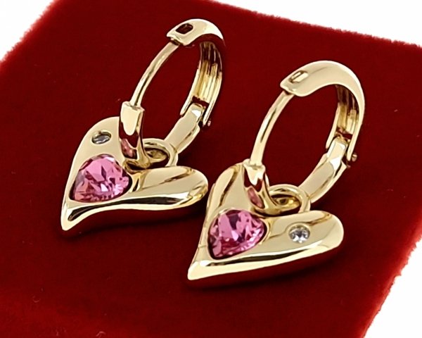 4240 Kolczyki złote pozłacane 14k wiszące Austrian Crystal