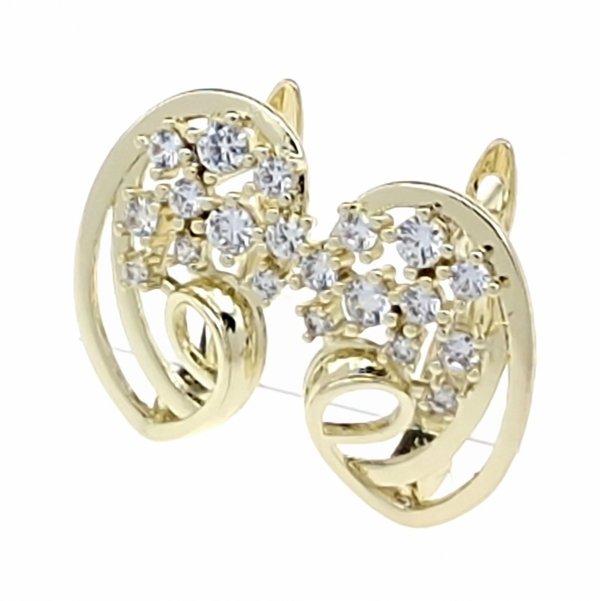 4540 Kolczyki złote pozłacane wiszące 14K cyrkonie 