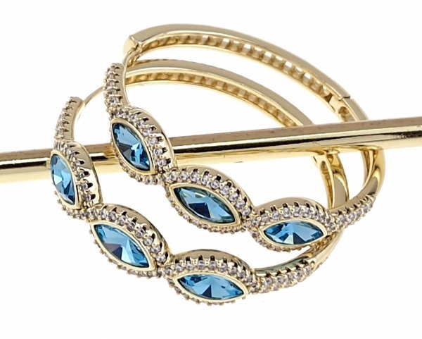 1287 Kolczyki złote pozłacane Austrian Crystal wiszące 14K cyrkonie Xuping 