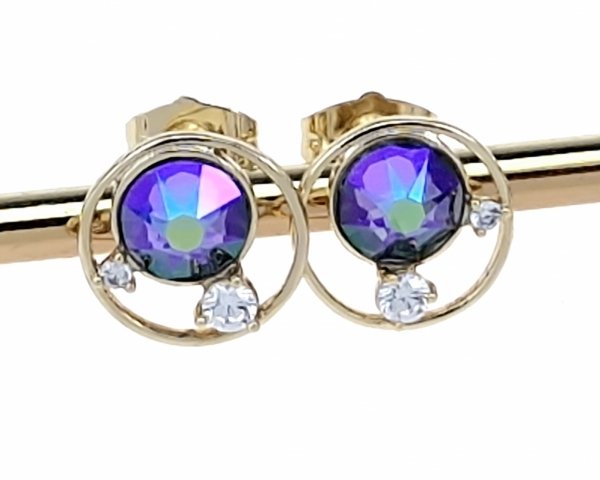 2769 Kolczyki złote pozłacane cyrkonie wtyczki 14K Xuping Austrian Crystal