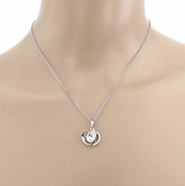 2218 Srebrny łańcuszek Austrian Crystal 40+5 naszyjnik pozłacany białym złotem Xuping