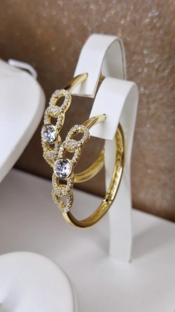 3108 Kolczyki złote pozłacane Austrian Crystal wiszące 14K cyrkonie Xuping 