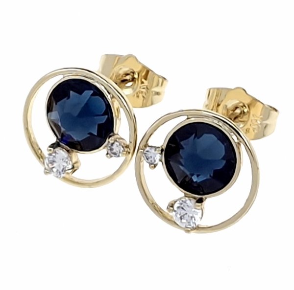 1157e Kolczyki złote pozłacane cyrkonie wtyczki 14K Xuping Austrian Crystal