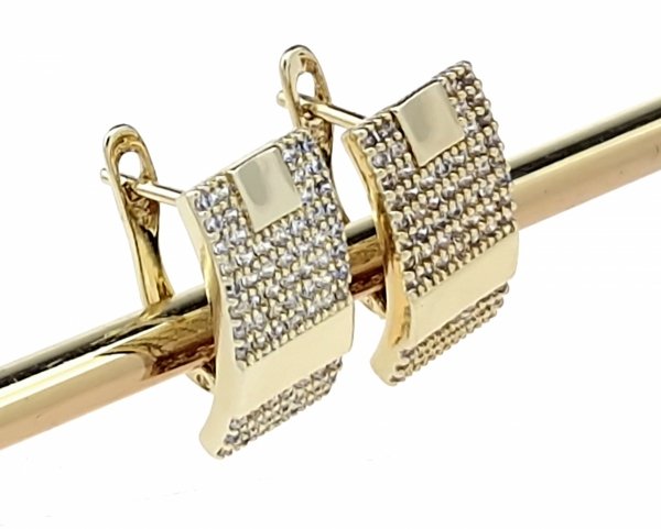 4290 Kolczyki złote pozłacane cyrkonie wiszące 14K Xuping 