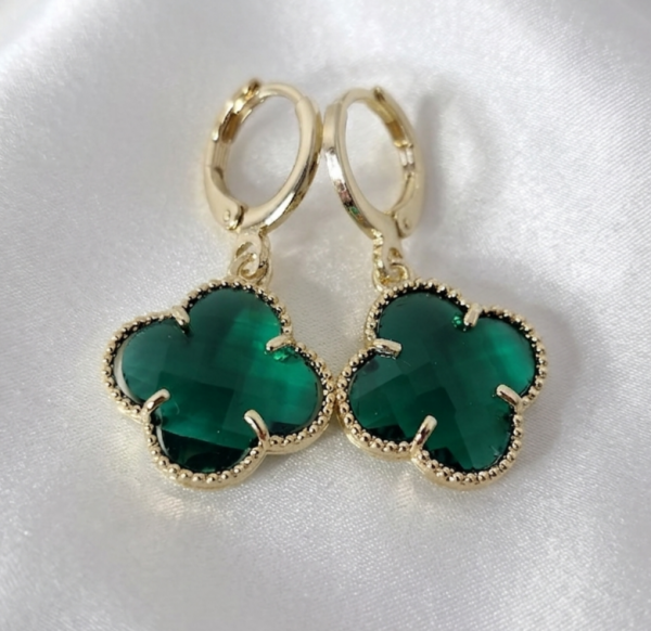 4980 Kolczyki złote pozłacane wiszące 14K koniczyna marokańska