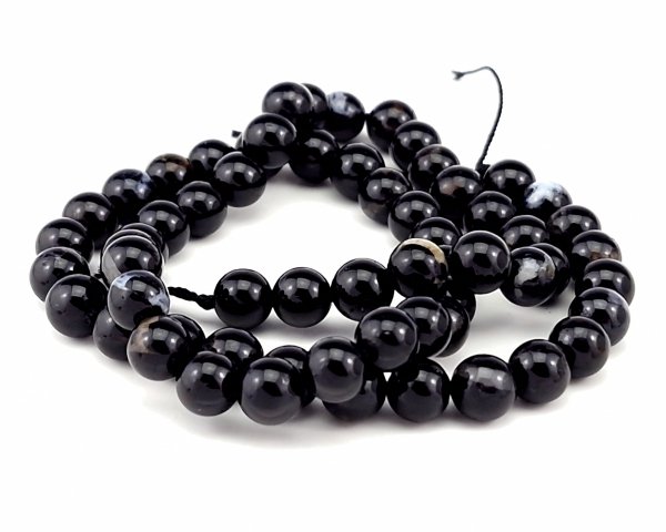 2699b Turmalin czarny kamień naturalny kula 6mm sznur 39cm