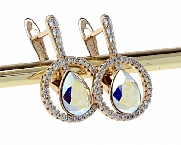 4336 Kolczyki złote Austrian Crystal cyrkonia pozłacane 18k Xuping wiszące 