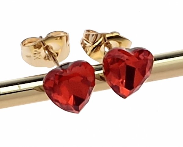 3444 Kolczyki złote Austrian Crystal cyrkonia pozłacane 18k Xuping wtyczki serce