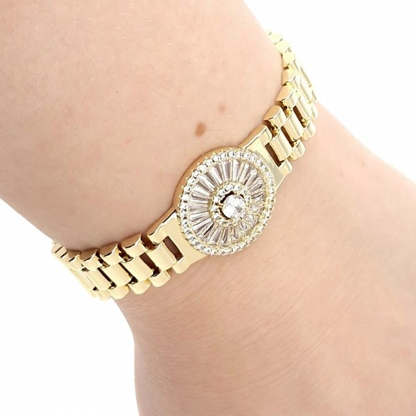 4936 Bransoletka złota elegancka 19cm cyrkonie pozłacana 14k 
