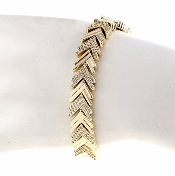 2375 Bransoletka złota elegancka 20cm cyrkonie pozłacana 14k Bloom