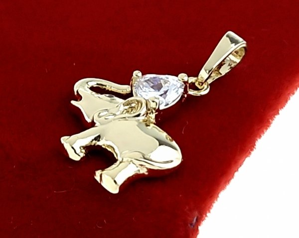 4315 Złota zawieszka cyrkonia błyszcząca pozłacana 14k słonik Xuping