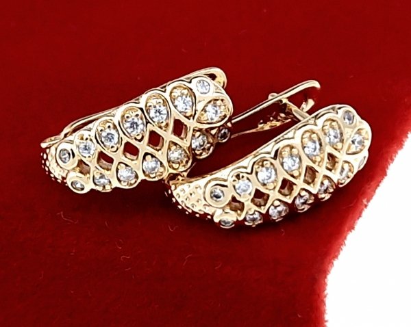 2492 Złote kolczyki pozłacane cyrkonie 18k Xuping wiszące 
