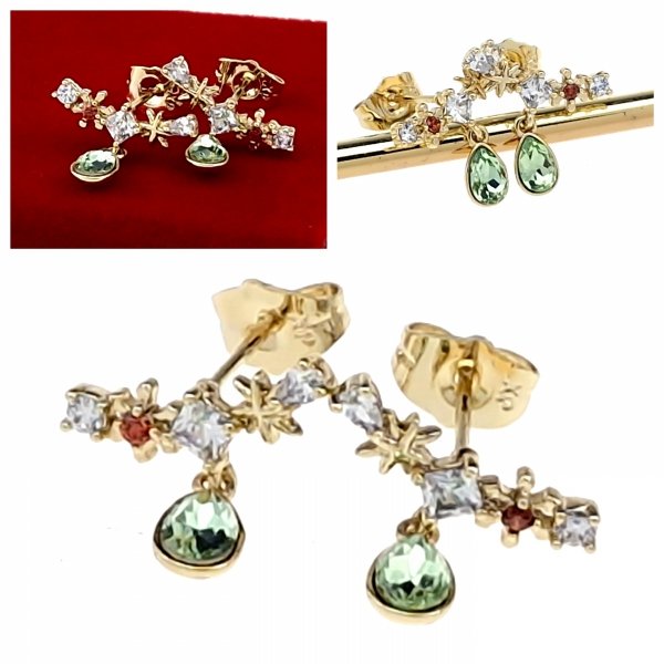 1649 Kolczyki złote pozłacane Austrian Crystal wiszące 14K cyrkonie Xuping 