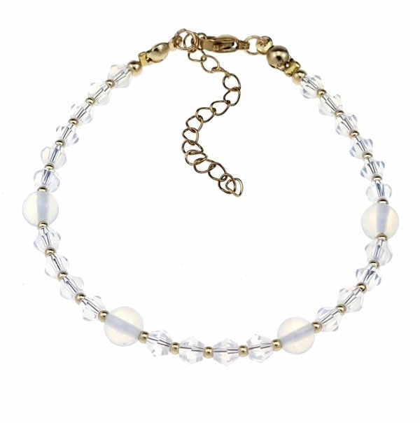 3733a Bransoletka kamienie naturalne opal 18+4cm stal chirurgiczna 316L