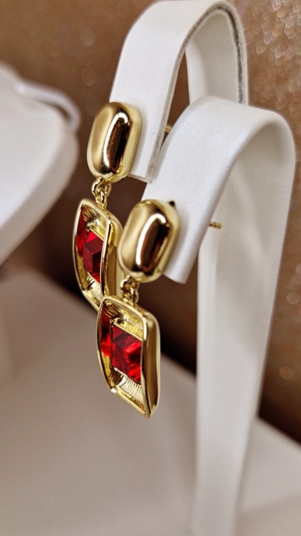 3502 Kolczyki złote pozłacane Austrian Crystal wiszące 14K cyrkonie Xuping 