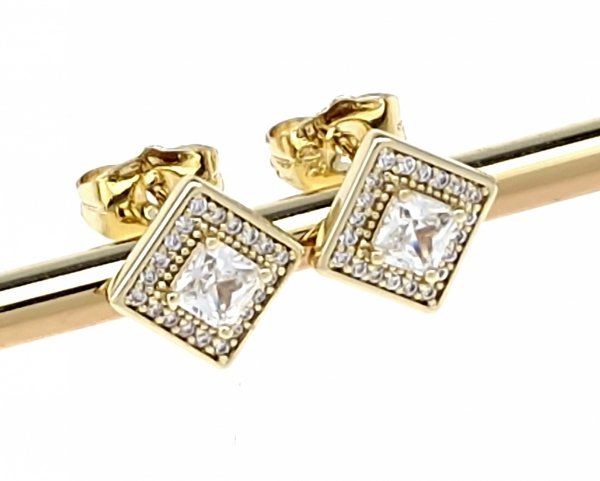 2875 Kolczyki złote pozłacane cyrkonie wtyczki 14K Xuping