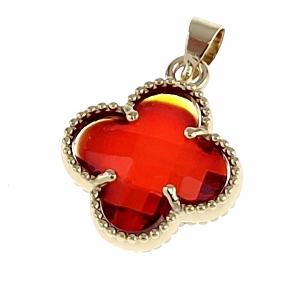 2170c Złota zawieszka błyszcząca pozłacana 14k koniczyna marokańska