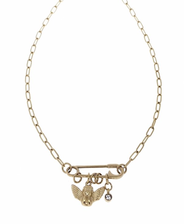 2646 Złoty łańcuszek naszyjnik 40+5cm stal chirurgiczna 316L aniołek