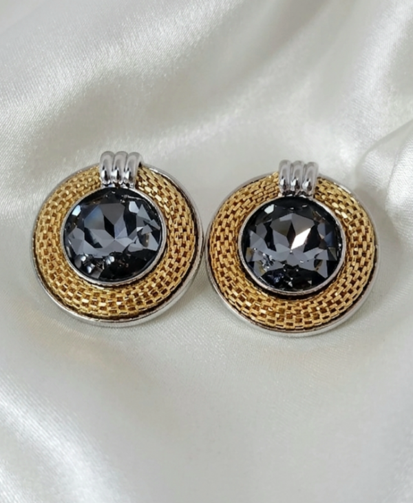 1751Kolczyki srebrne pozłacane białym złotem wtyczki cyrkonie 