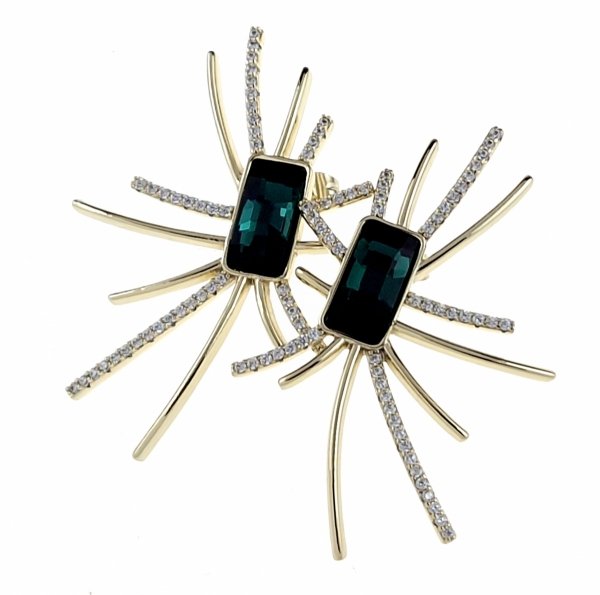 2408 Kolczyki złote pozłacane Austrian Crystal wiszące 14K cyrkonie Xuping 