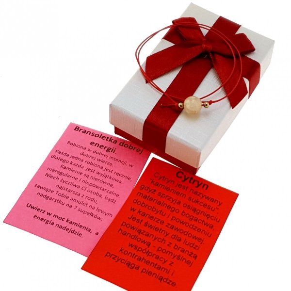 e52 Bransoletka dobrej energii - cytryn sznurek plus pudełko