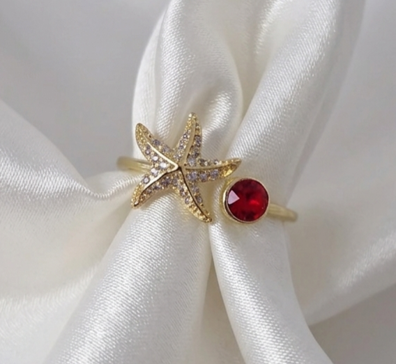 420j Pierścionek złoty pozłacany 14k cyrkonie Austrian Crystal regulowany