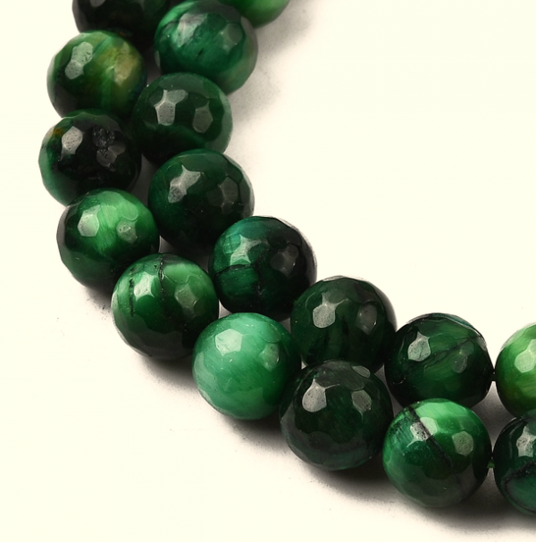 1394 Koraliki naturalne tygrysie oko 8mm okrągłe, zielone otwór: 1mm 