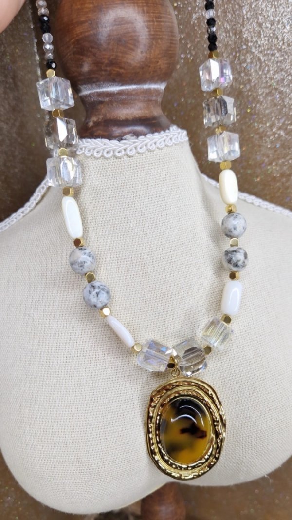 1136 Złoty łańcuszek naszyjnik 46+5 stal chirurgiczna 316L