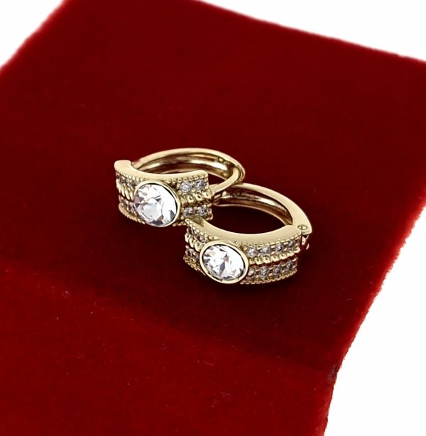 0191 Kolczyki złote pozłacane 14k wiszące Austrian Crystal