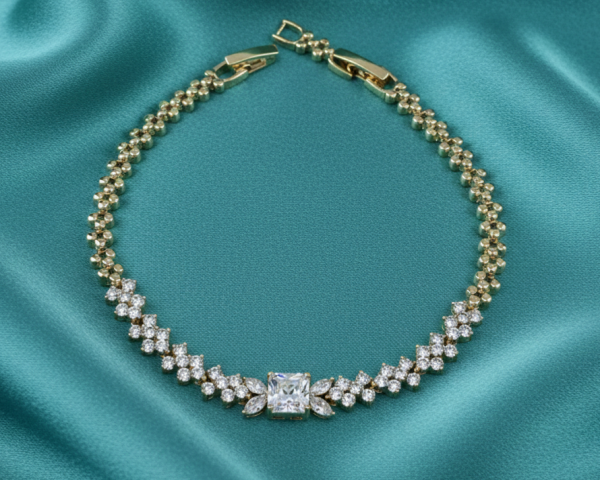 2272a Bransoletka elegancka złota 17,5+2cm pozłacana 14k cyrkonie