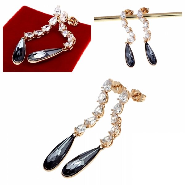3500 Kolczyki złote Austrian Crystal cyrkonia pozłacane 18k Xuping wiszące 