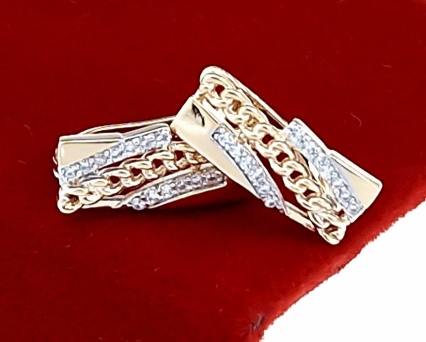 3650 Kolczyki złote cyrkonia pozłacane 18k Xuping wiszące