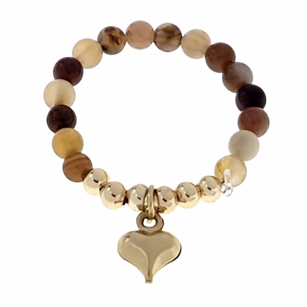 1914f Pierścionek na gumce kryształki stal chirurgiczna kamień naturalny 