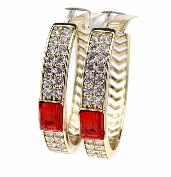 3815 Kolczyki złote pozłacane 14k wiszące koła 3,5cm Austrian Crystal