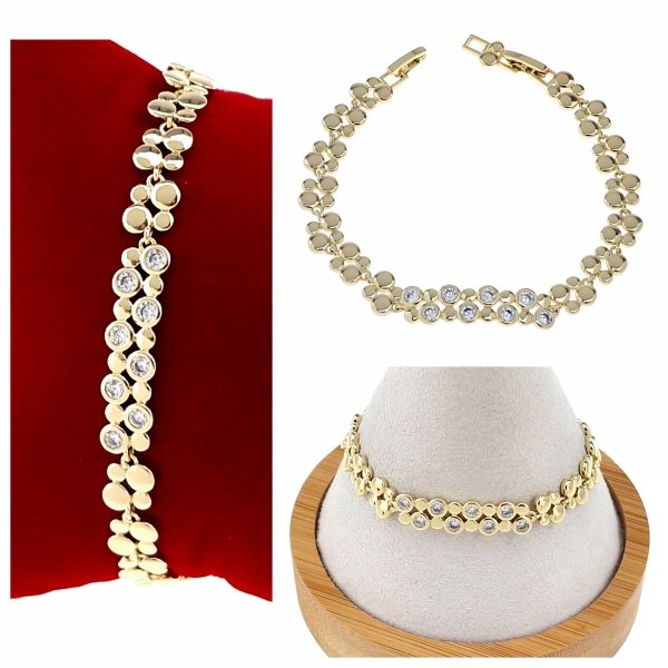 805b Bransoletka elegancka złota cyrkonie 18,5cm pozłacana 14k Xuping 