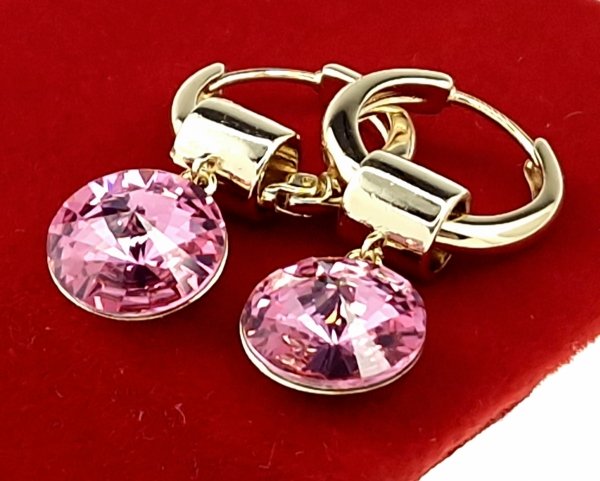 1737g  Kolczyki złote Austrian Crystal pozłacane cyrkonie wiszące 14K Xuping 