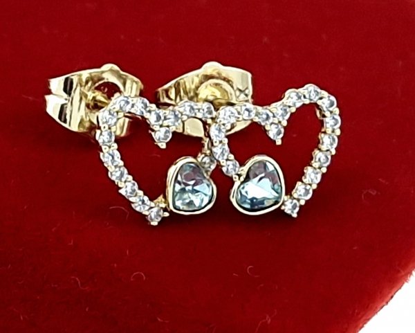 4696 Kolczyki złote pozłacane cyrkonie wtyczki 14K Xuping Austrian Crystal