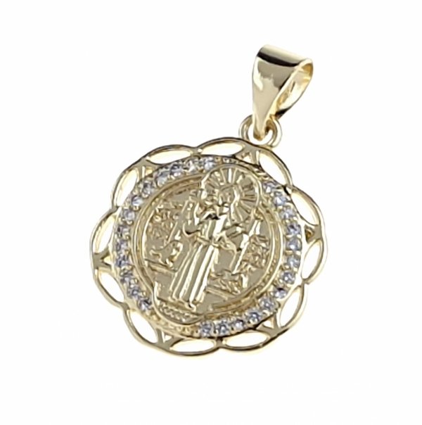 1586e Złota zawieszka błyszcząca pozłacana 14k medalik