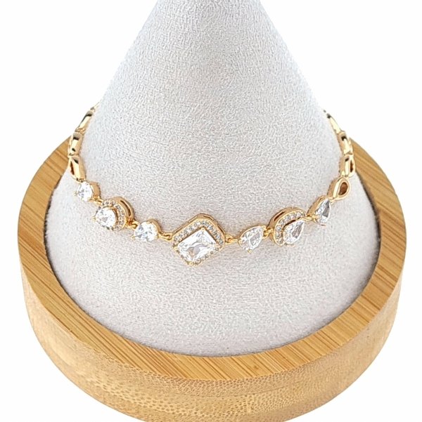 2566 Bransoletka cyrkonie złota 19cm pozłacana 18k Xuping