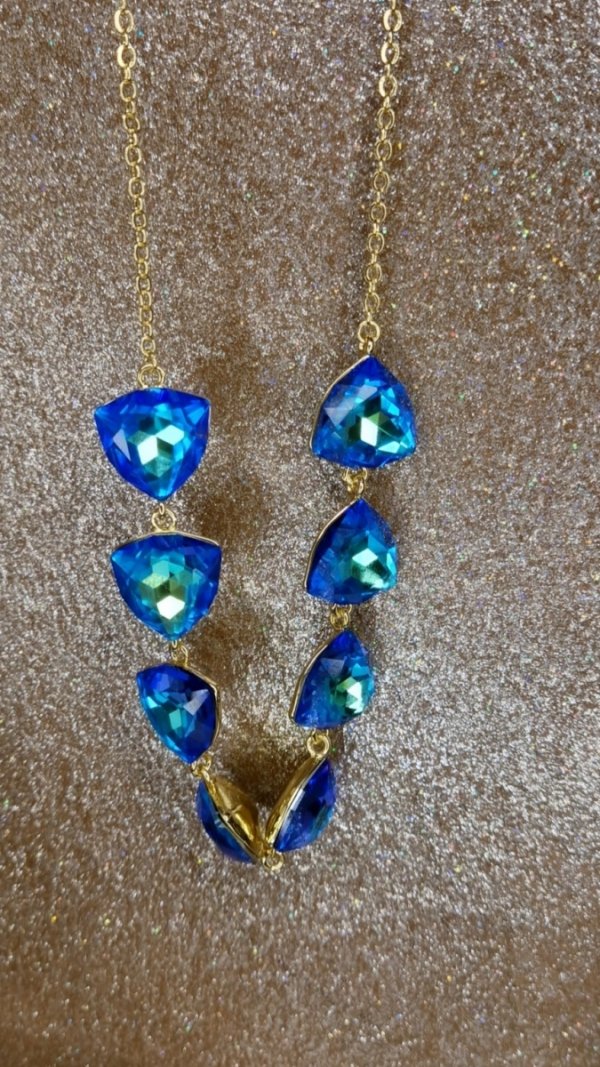 1162j Złoty naszyjnik 41+5 naszyjnik pozłacany 14K kryształek 