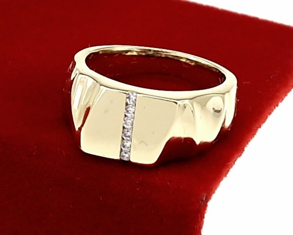 078c Pierścionek złoty zaręczynowy błyszczący cyrkonie pozłacany 14k
