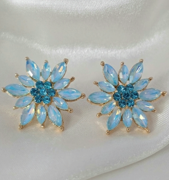 048 Kolczyki złote pozłacane wtyczki 14K cyrkonie 