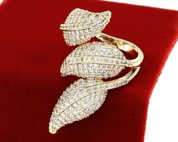 P42 Pierścionek regulowany złoty pozłacany cyrkonie błyszczący 14k Viki Lady regulowany 