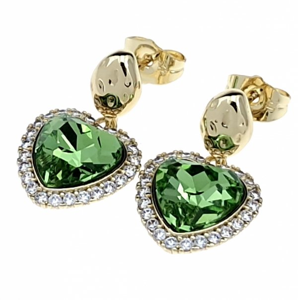 554 Kolczyki złote pozłacane cyrkonie wiszące 14K Xuping Austrian Crystal serce