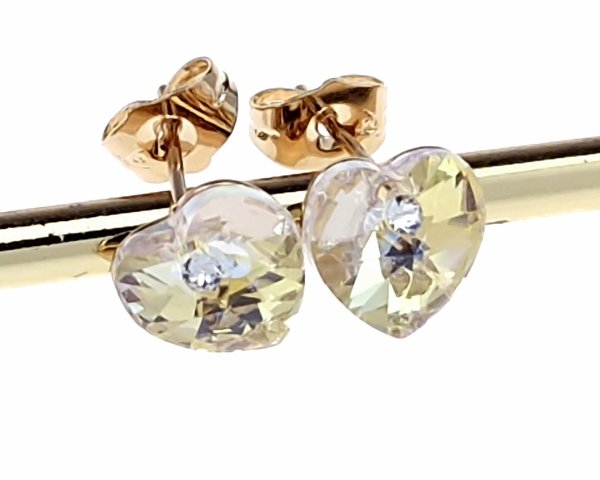 1267 Kolczyki złote Austrian Crystal cyrkonia pozłacane 18k Xuping wtyczki serce