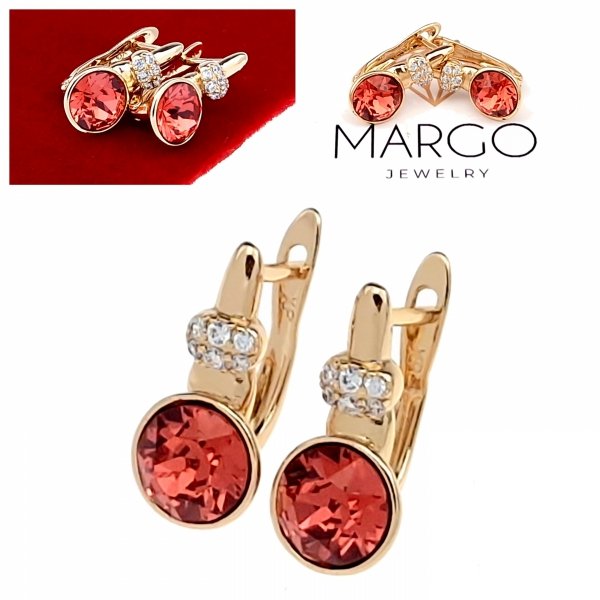 3283 Kolczyki złote Austrian Crystal cyrkonia pozłacane 18k Xuping wiszące