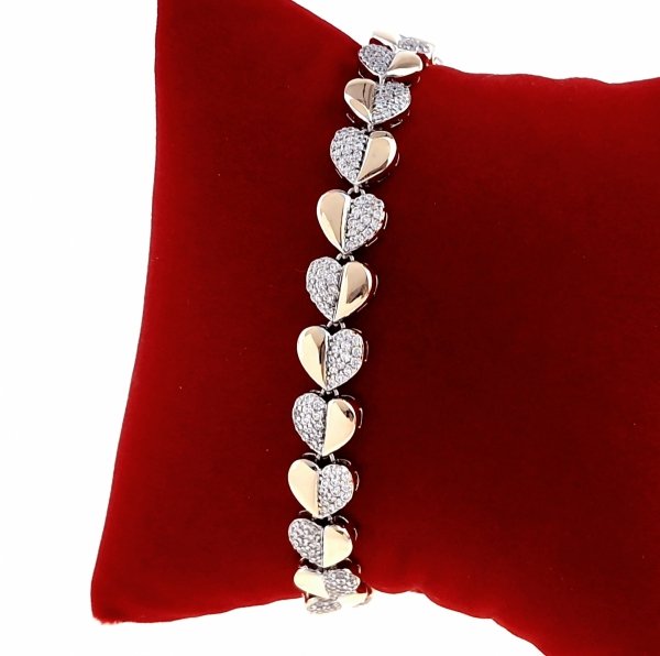 2242b Bransoletka cyrkonie złota 19cm pozłacana 18k Xuping serce